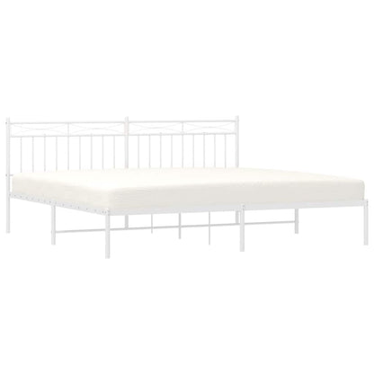 vidaXL Metal Bed Frame without Mattress with Headboard White 193x203cm