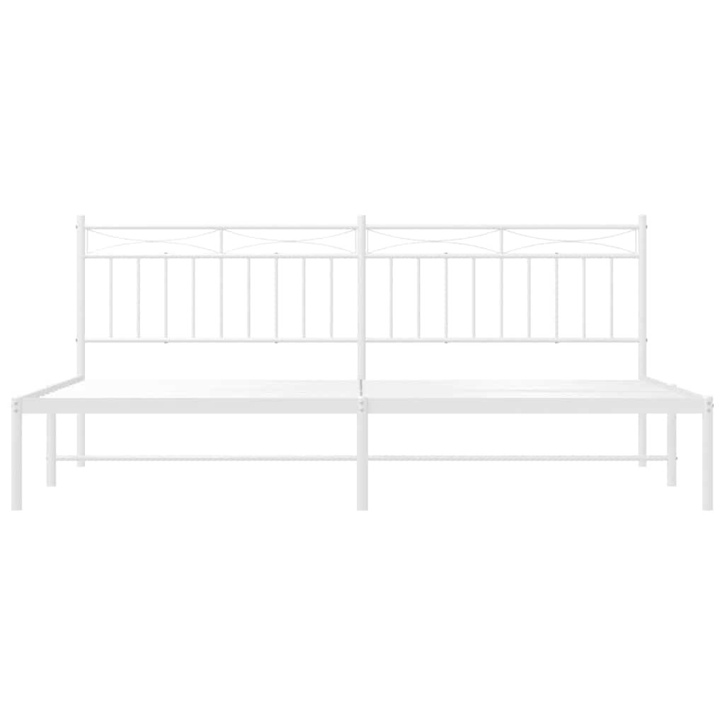 vidaXL Metal Bed Frame without Mattress with Headboard White 193x203cm