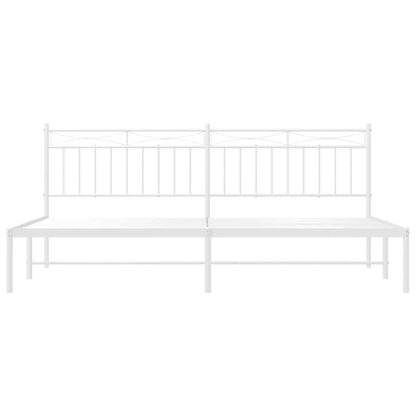 vidaXL Metal Bed Frame without Mattress with Headboard White 193x203cm