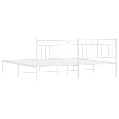 vidaXL Metal Bed Frame without Mattress with Headboard White 193x203cm