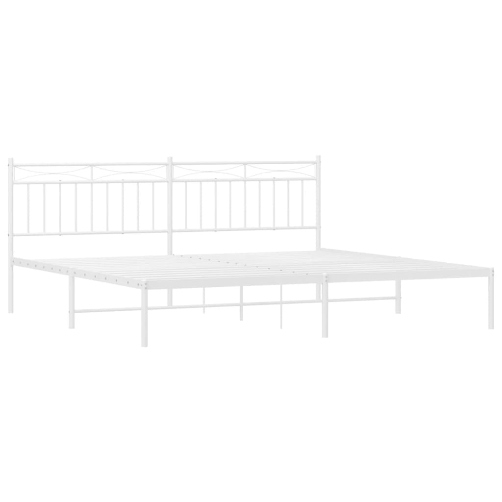 vidaXL Metal Bed Frame without Mattress with Headboard White 200x200cm