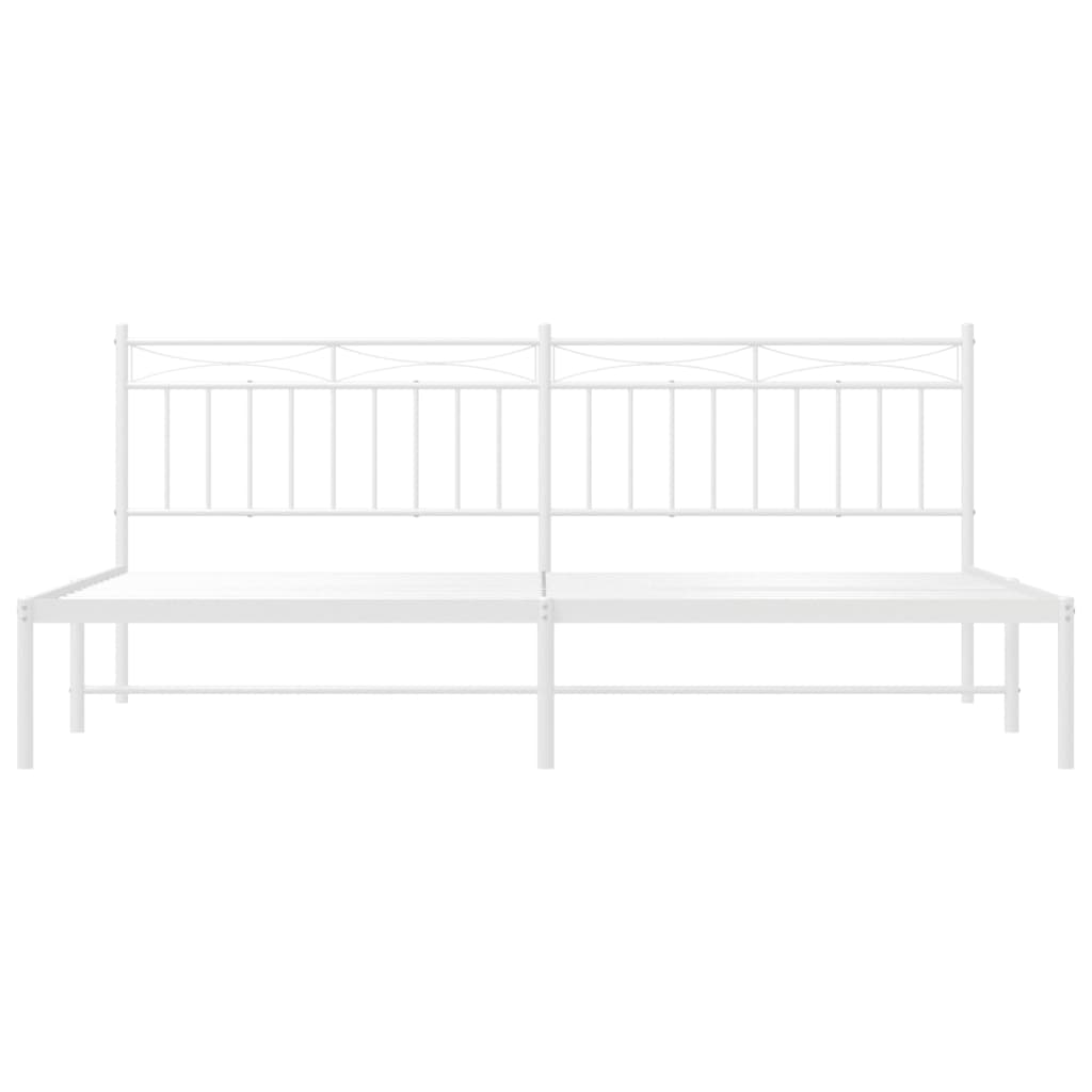 vidaXL Metal Bed Frame without Mattress with Headboard White 200x200cm