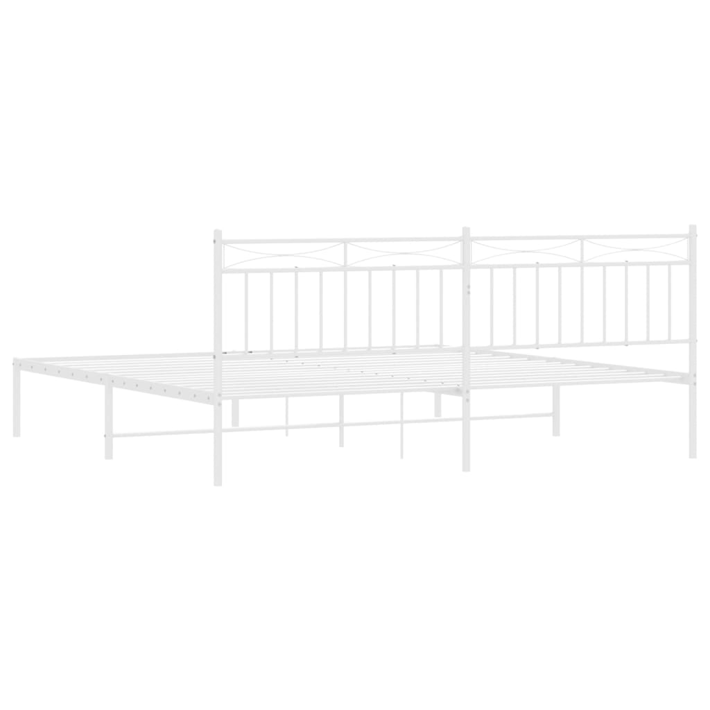 vidaXL Metal Bed Frame without Mattress with Headboard White 200x200cm