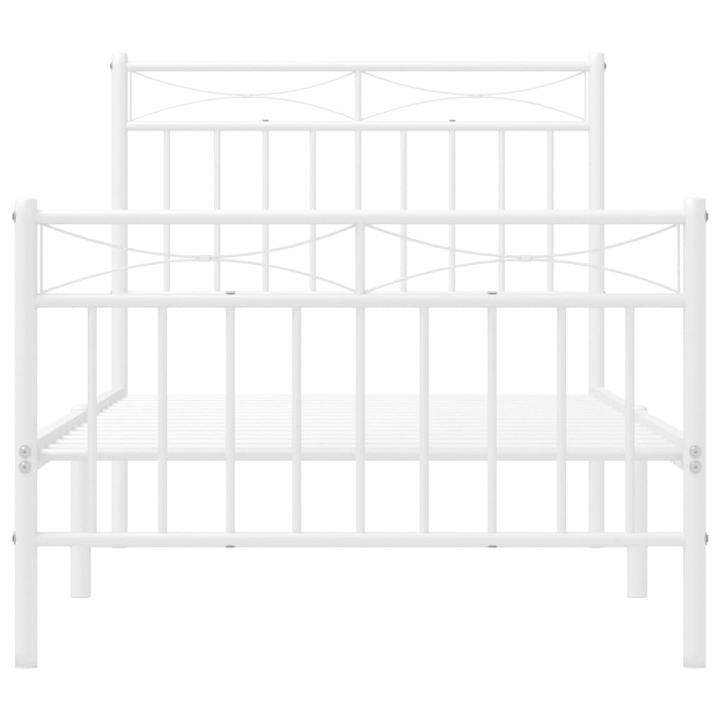 vidaXL Metal Bed Frame without Mattress with Footboard White 90x190cm