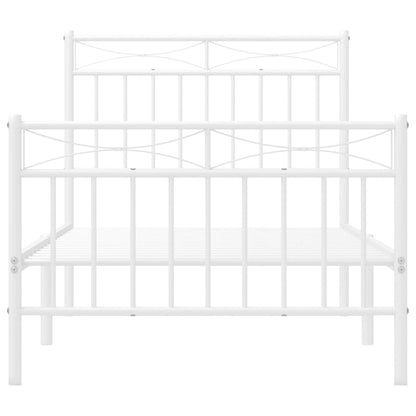 vidaXL Metal Bed Frame without Mattress with Footboard White 90x190cm