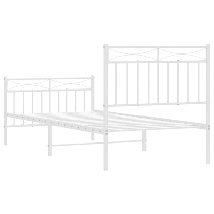 vidaXL Metal Bed Frame without Mattress with Footboard White 90x190cm