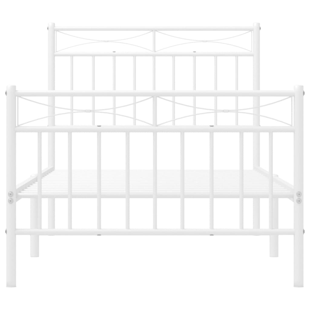 vidaXL Metal Bed Frame without Mattress with Footboard White 90x200cm