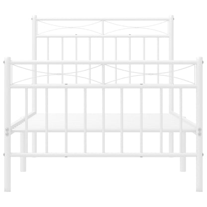 vidaXL Metal Bed Frame without Mattress with Footboard White 90x200cm