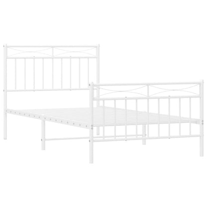vidaXL Metal Bed Frame without Mattress with Footboard White 100x190cm