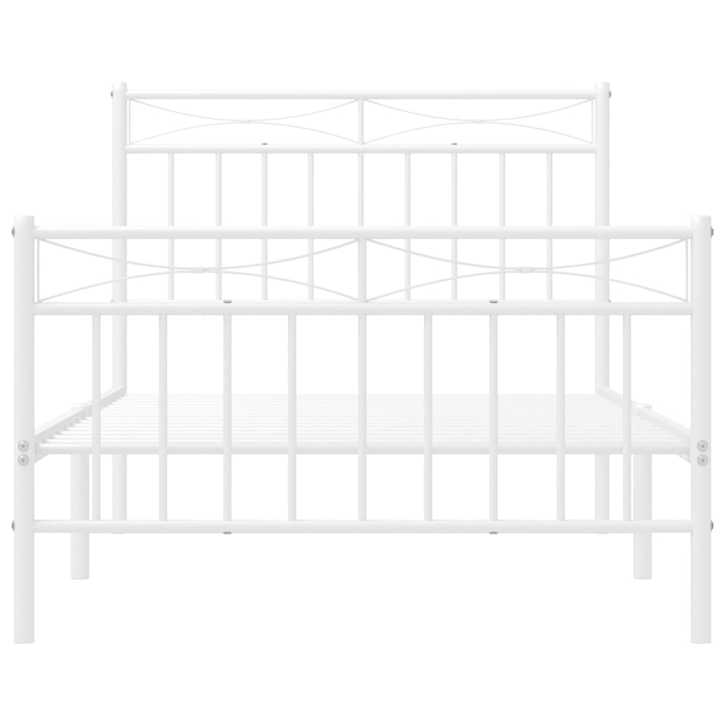 vidaXL Metal Bed Frame without Mattress with Footboard White 100x190cm