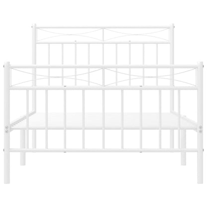 vidaXL Metal Bed Frame without Mattress with Footboard White 100x190cm