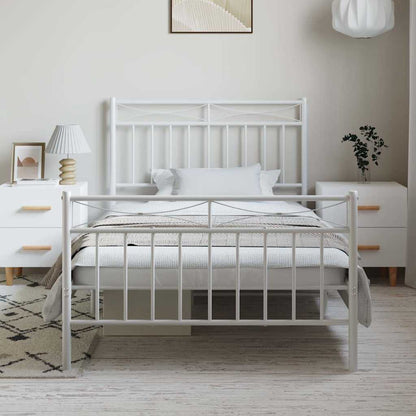vidaXL Metal Bed Frame without Mattress with Footboard White 100x200cm