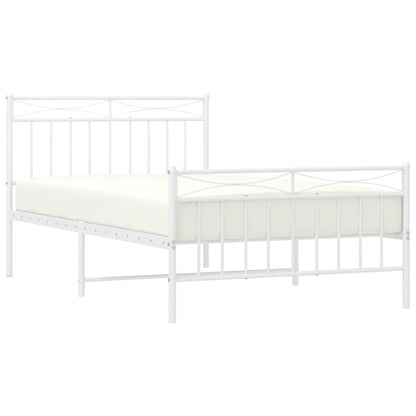 vidaXL Metal Bed Frame without Mattress with Footboard White 100x200cm