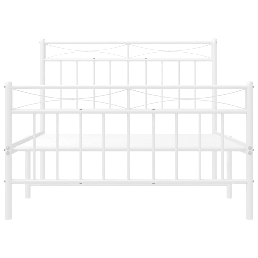 vidaXL Metal Bed Frame without Mattress with Footboard White 100x200cm