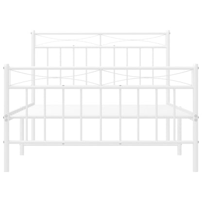 vidaXL Metal Bed Frame without Mattress with Footboard White 100x200cm