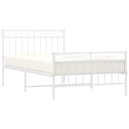 vidaXL Metal Bed Frame without Mattress with Footboard White 107x203cm