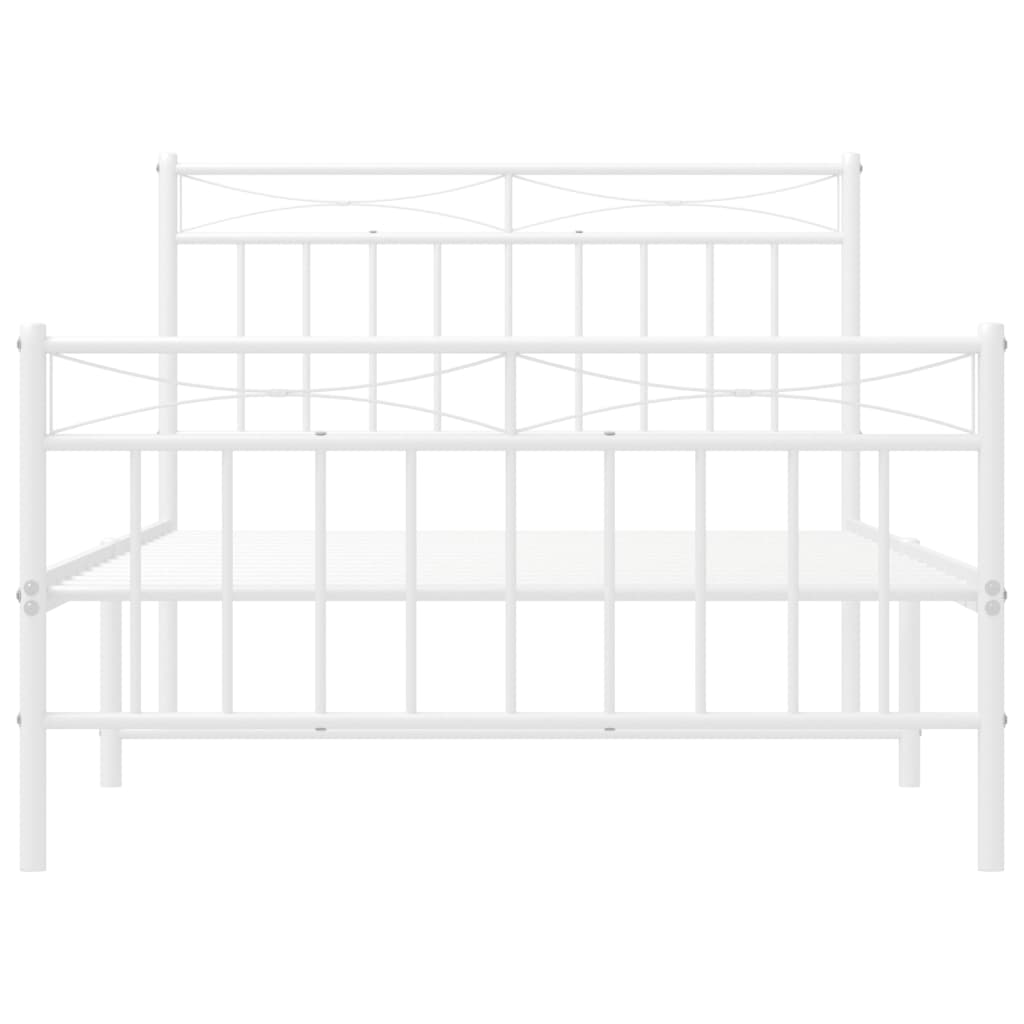 vidaXL Metal Bed Frame without Mattress with Footboard White 107x203cm