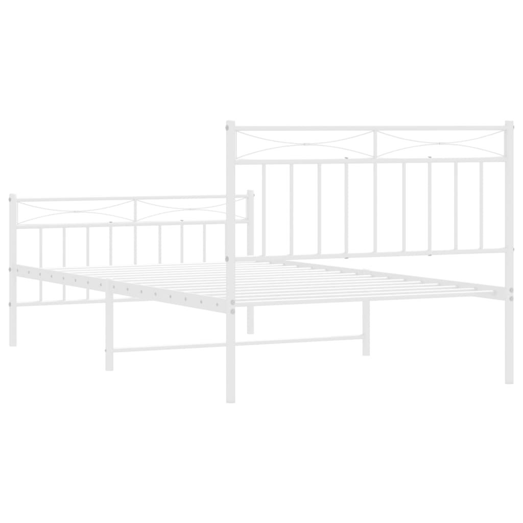 vidaXL Metal Bed Frame without Mattress with Footboard White 107x203cm
