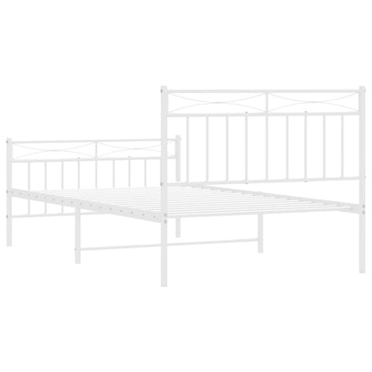 vidaXL Metal Bed Frame without Mattress with Footboard White 107x203cm