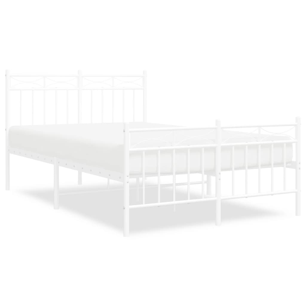 vidaXL Metal Bed Frame without Mattress with Footboard White 120x190cm