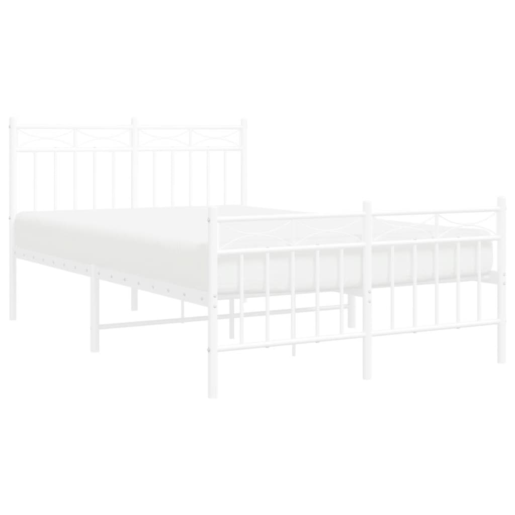 vidaXL Metal Bed Frame without Mattress with Footboard White 120x190cm