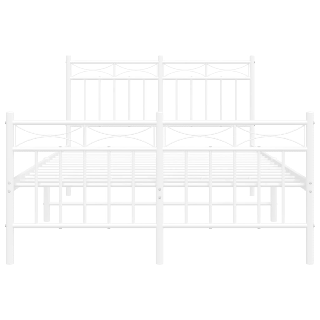 vidaXL Metal Bed Frame without Mattress with Footboard White 120x190cm