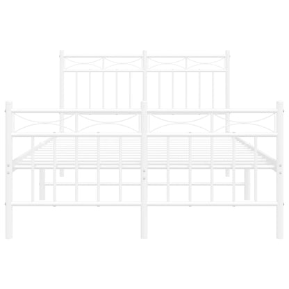 vidaXL Metal Bed Frame without Mattress with Footboard White 120x190cm