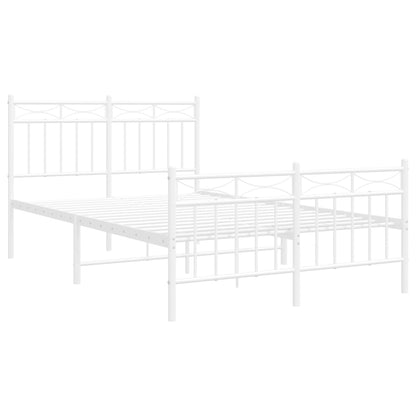 vidaXL Metal Bed Frame without Mattress with Footboard White 120x200cm