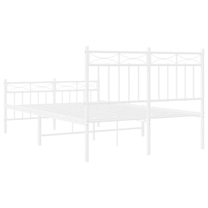 vidaXL Metal Bed Frame without Mattress with Footboard White 120x200cm