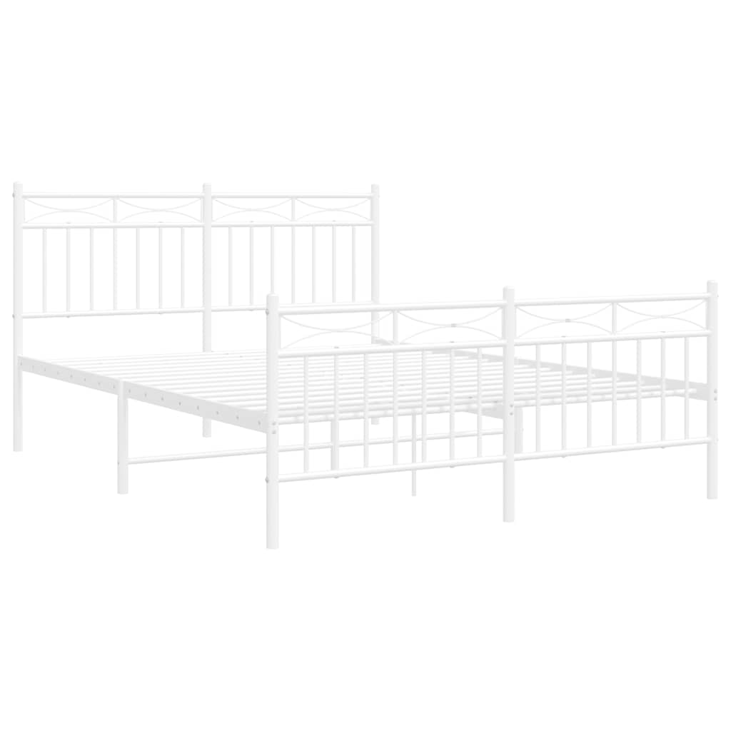 vidaXL Metal Bed Frame without Mattress with Footboard White 135x190cm