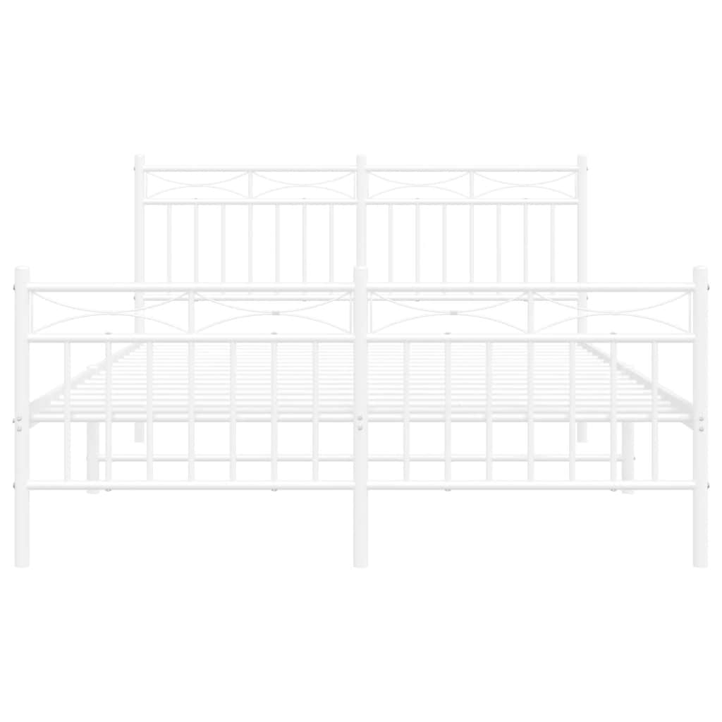 vidaXL Metal Bed Frame without Mattress with Footboard White 135x190cm