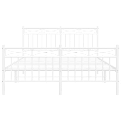 vidaXL Metal Bed Frame without Mattress with Footboard White 135x190cm