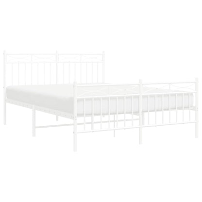 vidaXL Metal Bed Frame without Mattress with Footboard White 140x190cm