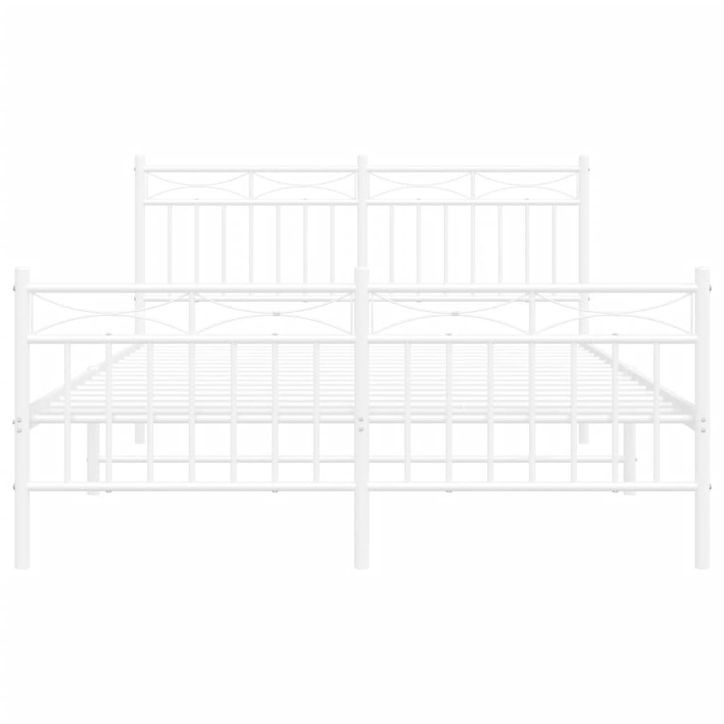 vidaXL Metal Bed Frame without Mattress with Footboard White 140x190cm