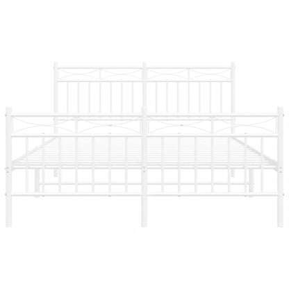 vidaXL Metal Bed Frame without Mattress with Footboard White 140x190cm