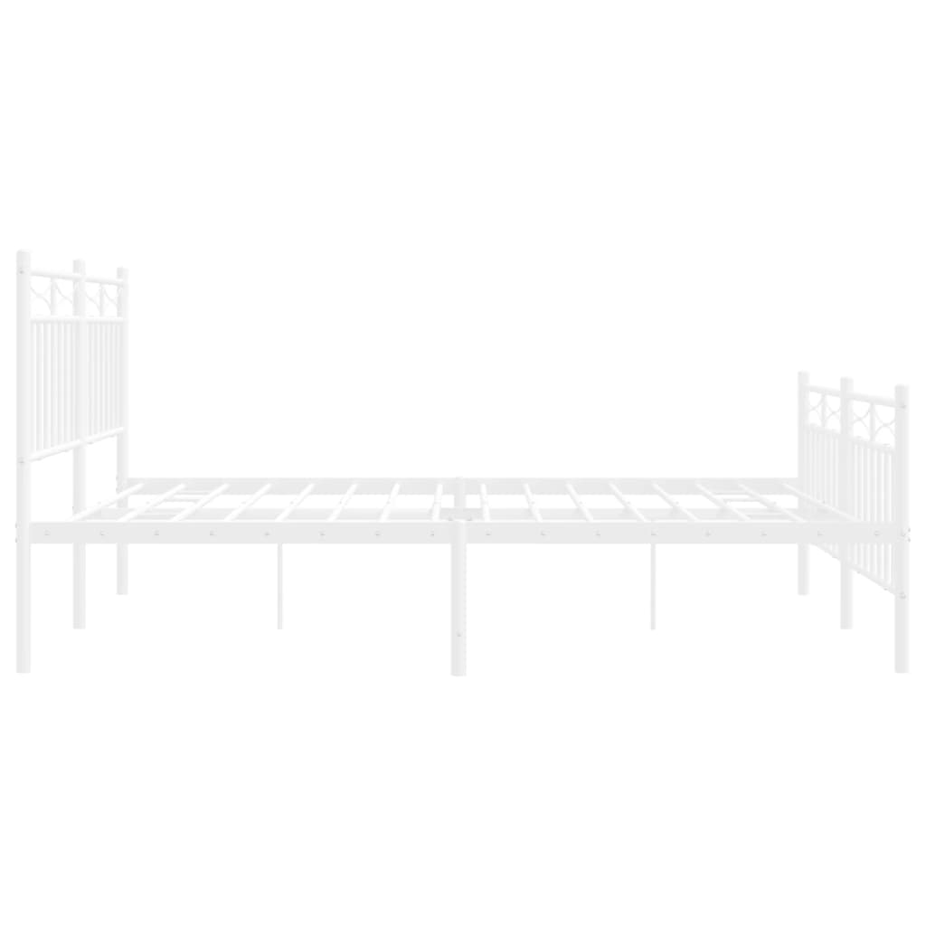 vidaXL Metal Bed Frame without Mattress with Footboard White 140x190cm