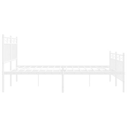 vidaXL Metal Bed Frame without Mattress with Footboard White 140x190cm