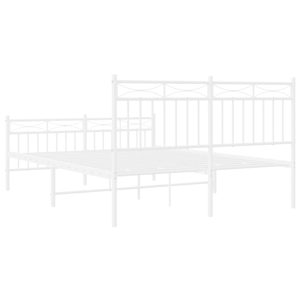 vidaXL Metal Bed Frame without Mattress with Footboard White 140x190cm