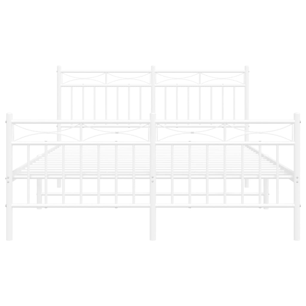 vidaXL Metal Bed Frame without Mattress with Footboard White 140x200cm