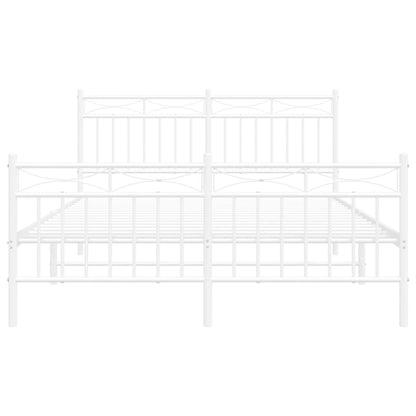 vidaXL Metal Bed Frame without Mattress with Footboard White 140x200cm