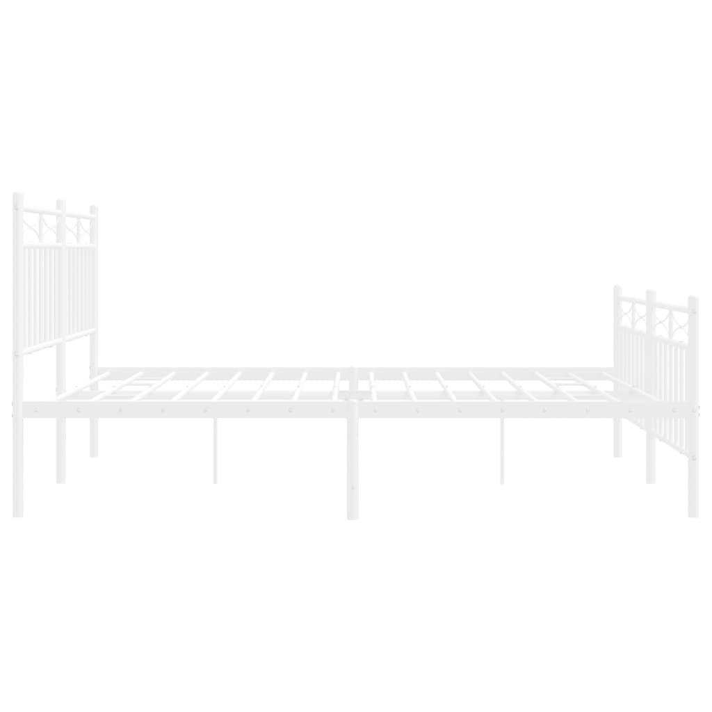 vidaXL Metal Bed Frame without Mattress with Footboard White 140x200cm
