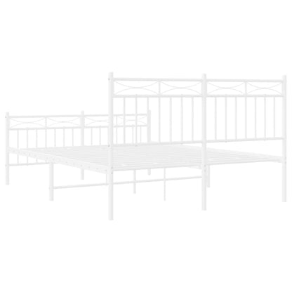 vidaXL Metal Bed Frame without Mattress with Footboard White 140x200cm