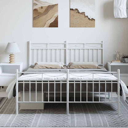 vidaXL Metal Bed Frame without Mattress with Footboard White 150x200cm