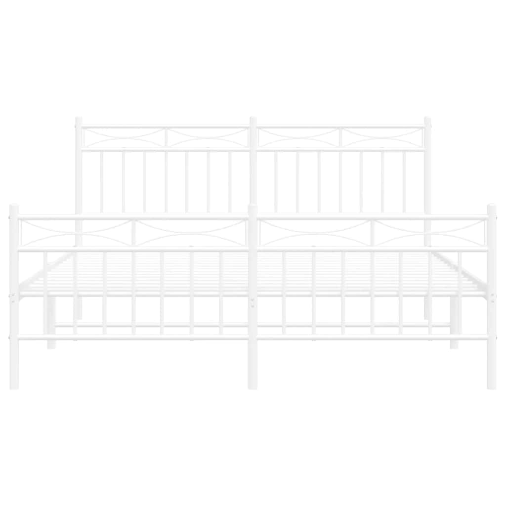 vidaXL Metal Bed Frame without Mattress with Footboard White 150x200cm