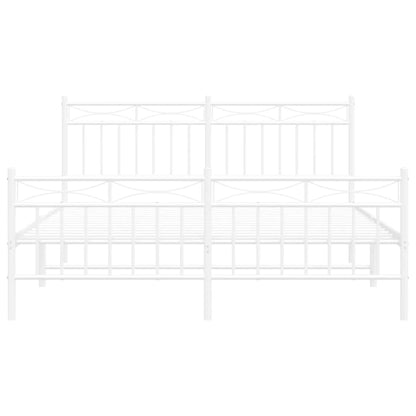 vidaXL Metal Bed Frame without Mattress with Footboard White 150x200cm