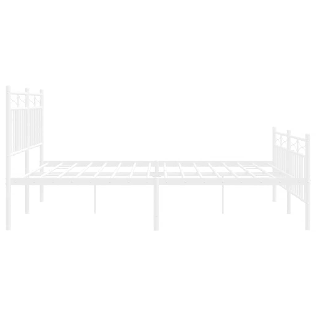 vidaXL Metal Bed Frame without Mattress with Footboard White 150x200cm