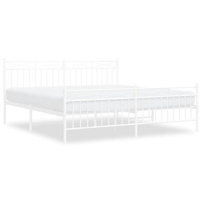 vidaXL Metal Bed Frame without Mattress with Footboard White 183x213cm