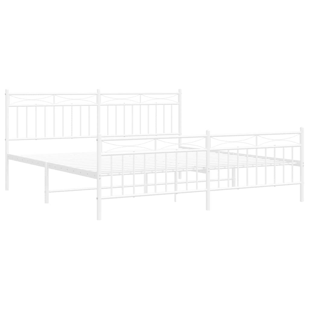 vidaXL Metal Bed Frame without Mattress with Footboard White 183x213cm