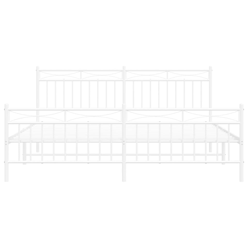vidaXL Metal Bed Frame without Mattress with Footboard White 183x213cm