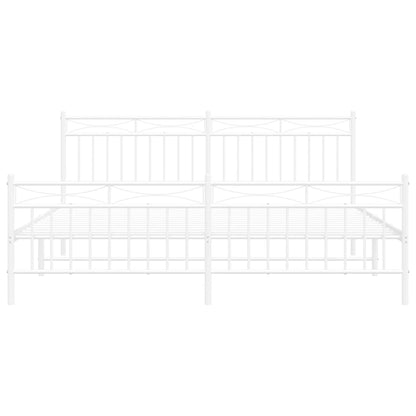 vidaXL Metal Bed Frame without Mattress with Footboard White 183x213cm